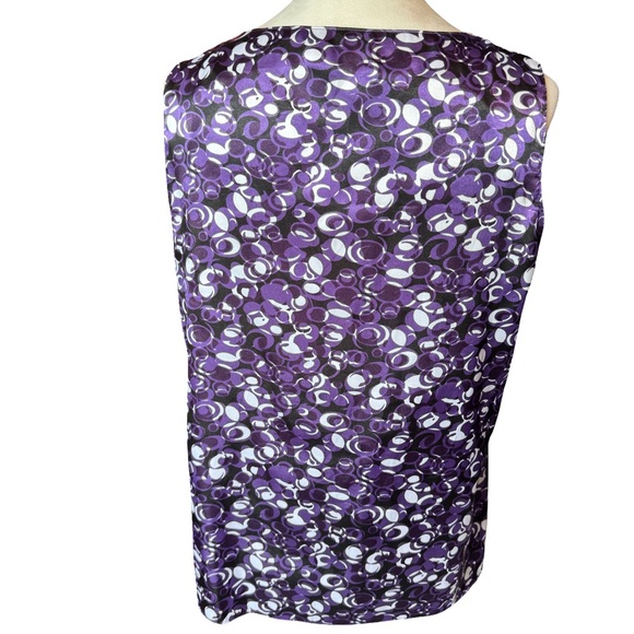 Danielle B Sleeveless Blouse Women’s Size 12 Purple Black Pintuck Pleats Silky - Picture 7 of 9